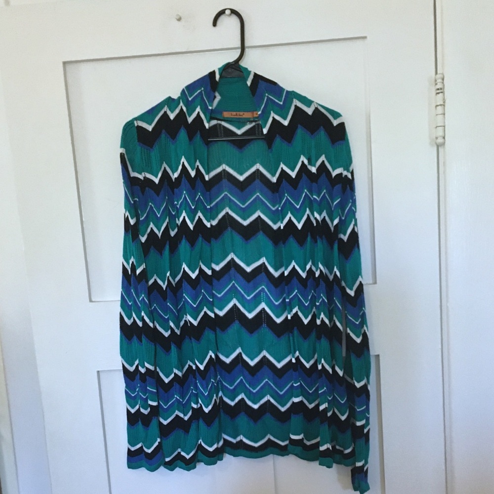 Belldini Chevron Print Long Sleeve Cardigan